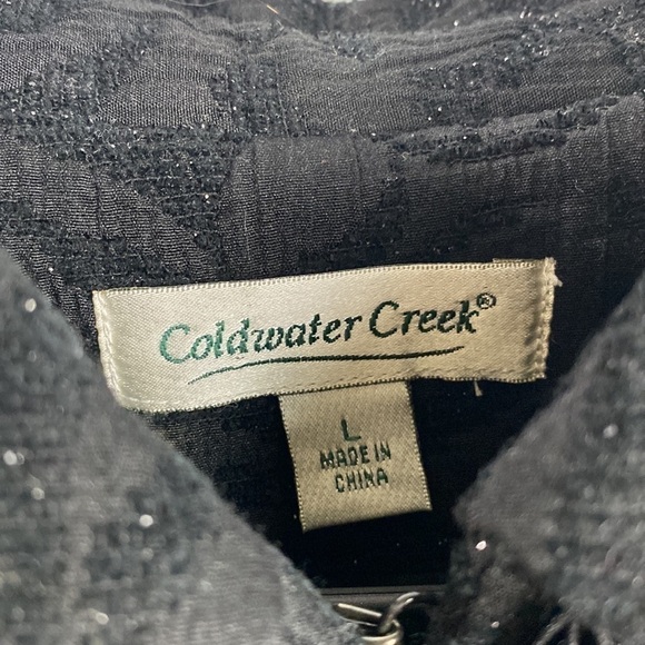 Coldwater Creek Black Brocade Shimmer Embroidered Evening Blazer Jacket - Large - Picture 7 of 13